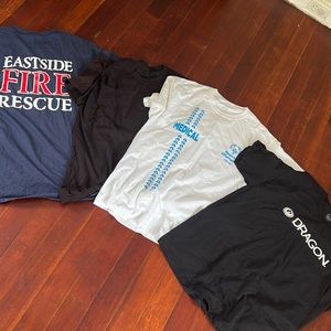 Men’s assorted fire rescue all black dragon shirts 4 pack